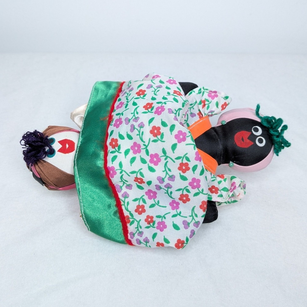 VTG Topsy‎ Turvy Double Sided Black White Flip Folk Art Handmade Doll